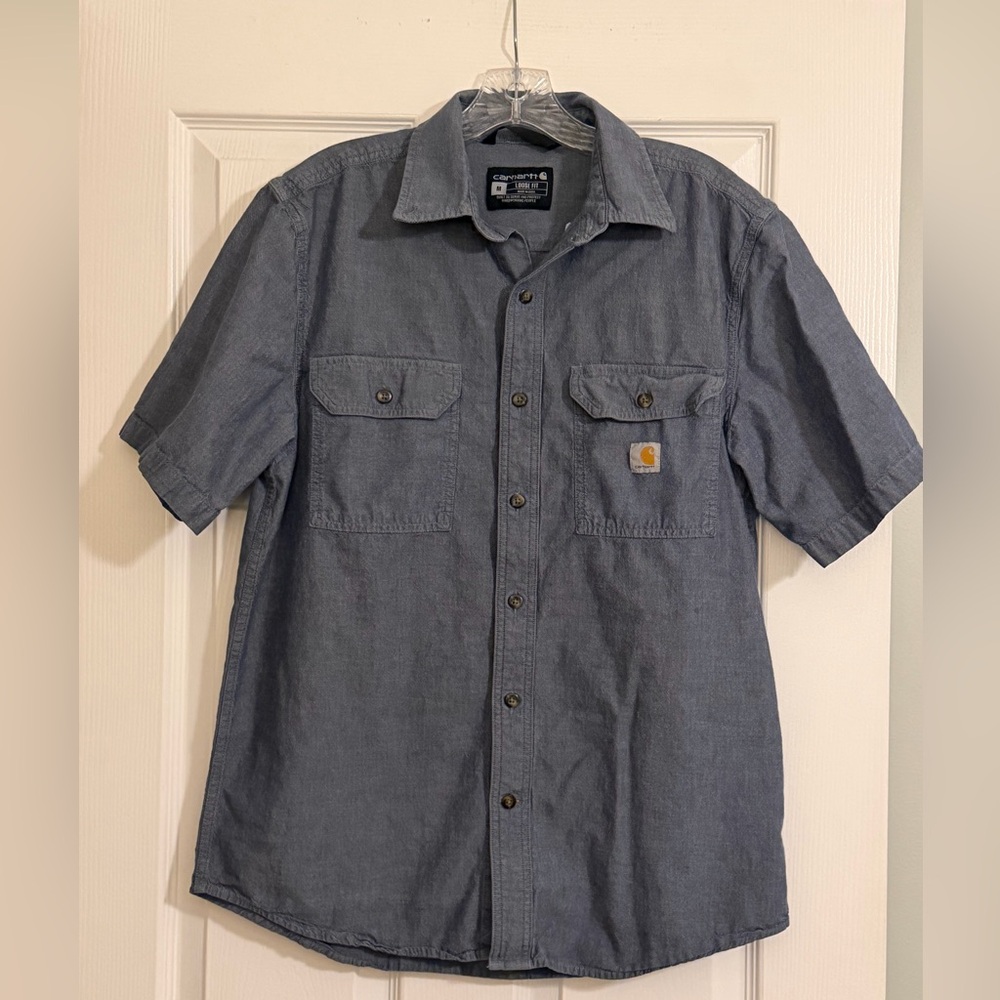 Carhartt Men's Blue Chambray Casual Button Down Shirt
